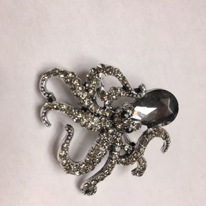 Black rhinestone octopus brooch